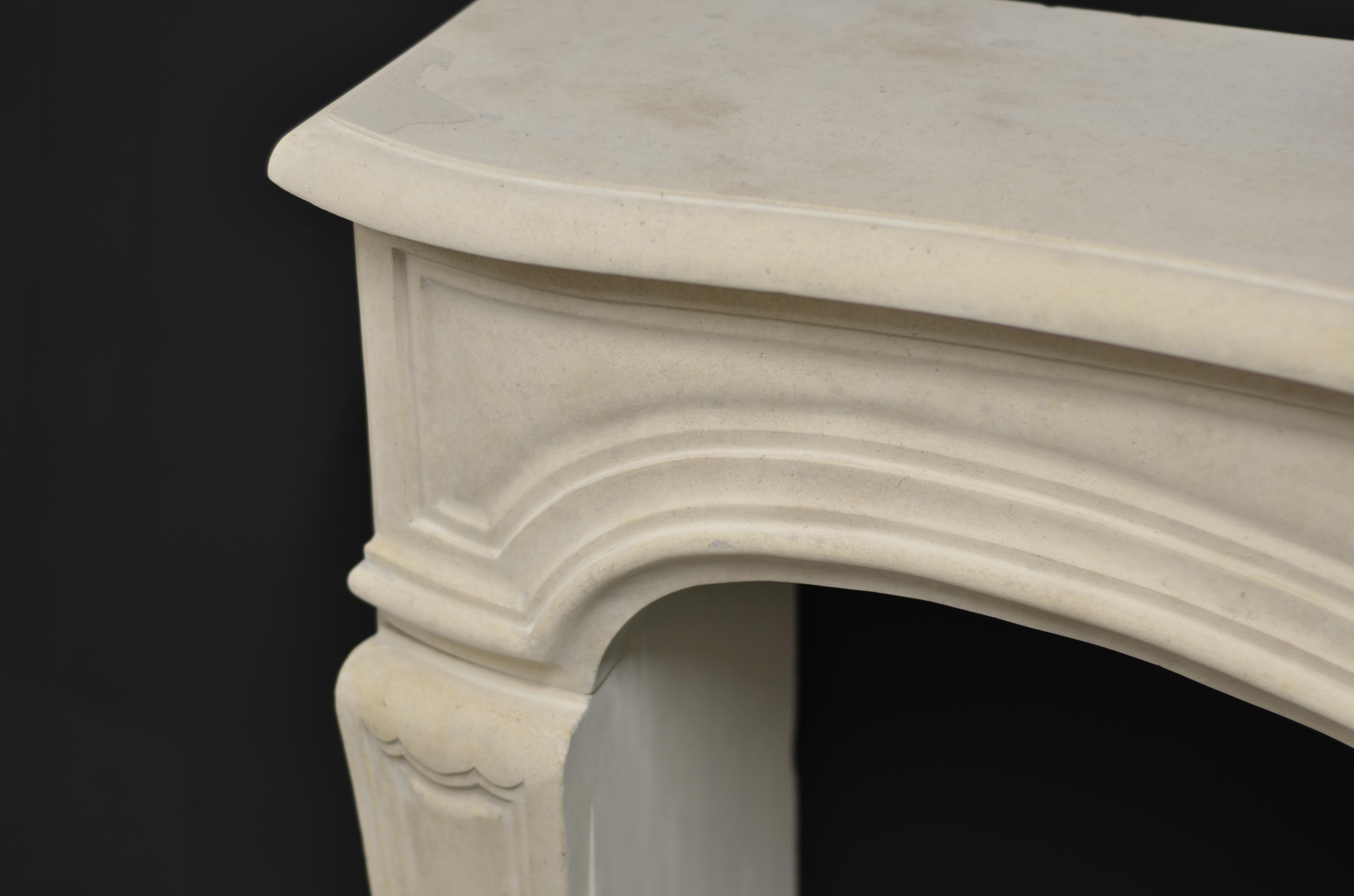 20th Century French Limestone Louis XV Fireplace Mantel For Sale 12