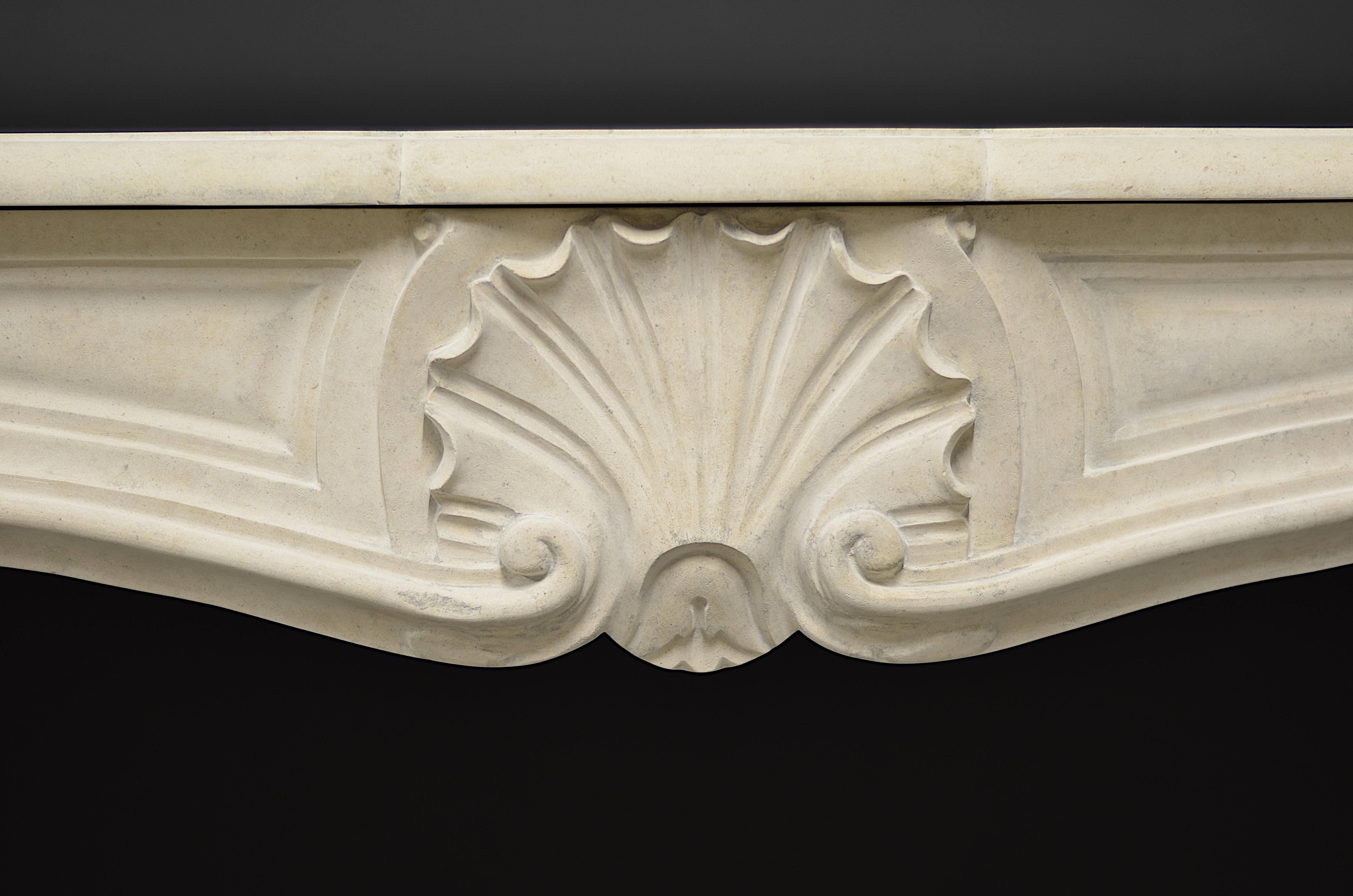 20th Century French Limestone Louis XV Fireplace Mantel For Sale 1