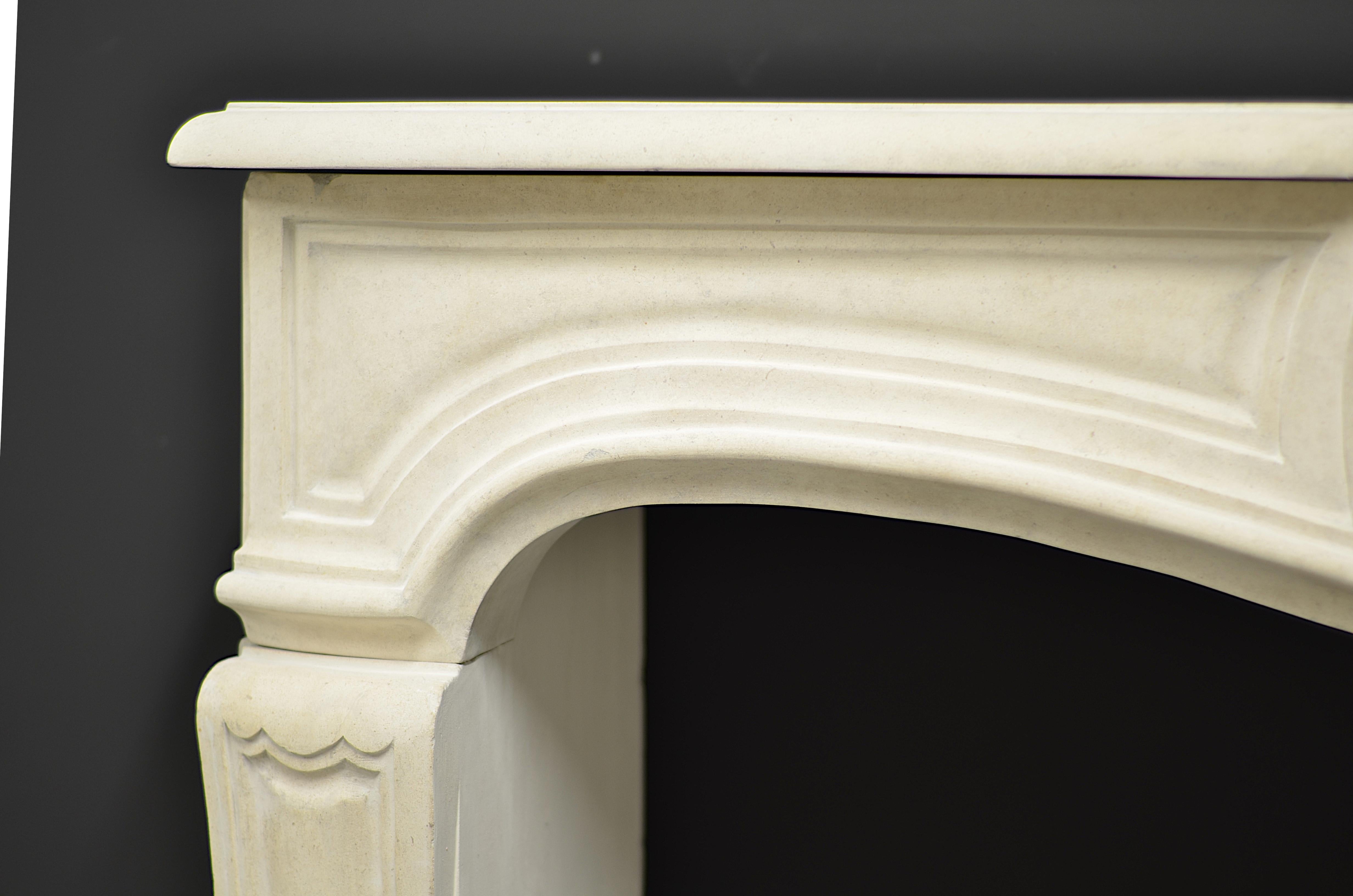 20th Century French Limestone Louis XV Fireplace Mantel For Sale 2