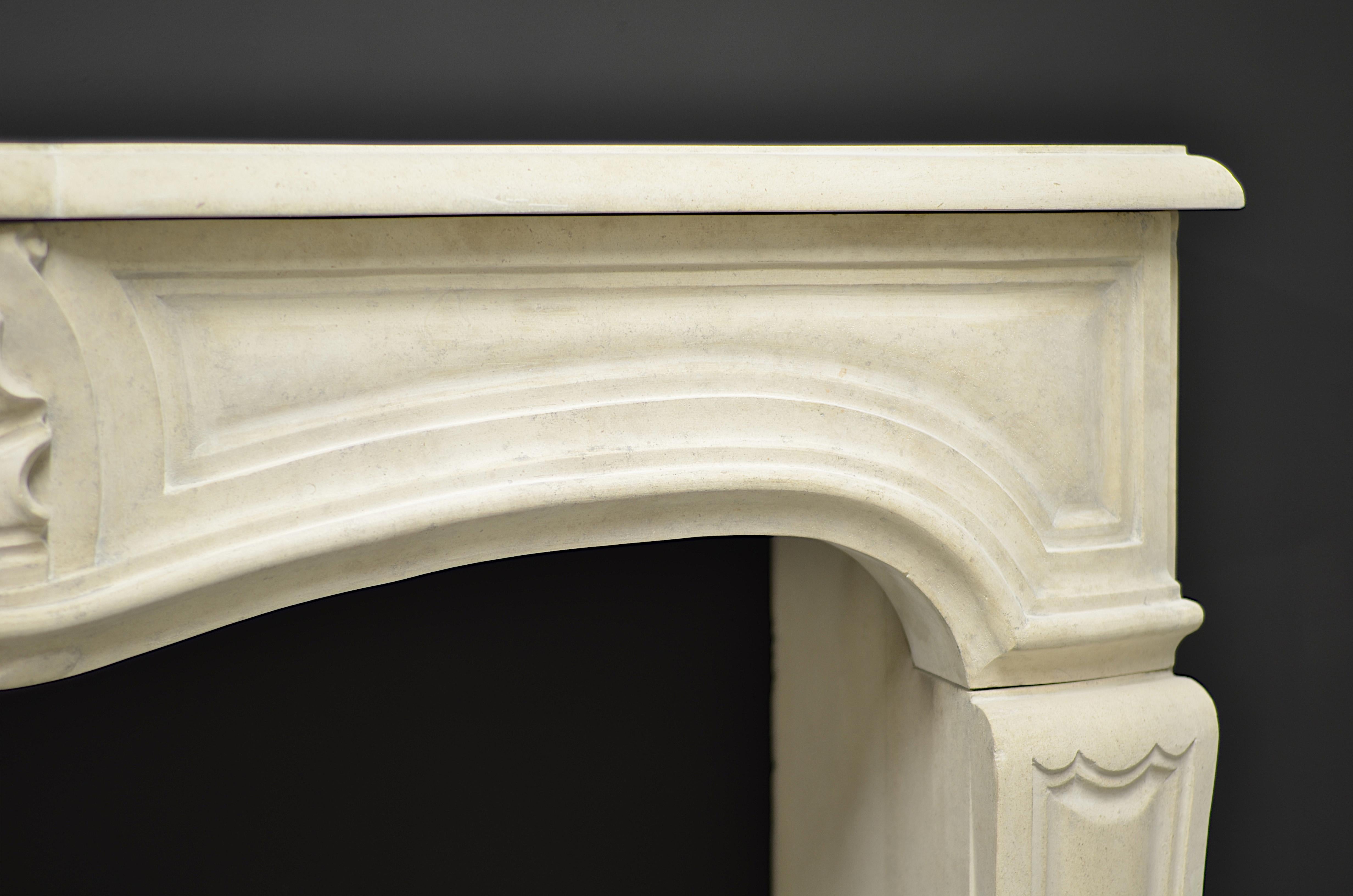 20th Century French Limestone Louis XV Fireplace Mantel For Sale 3
