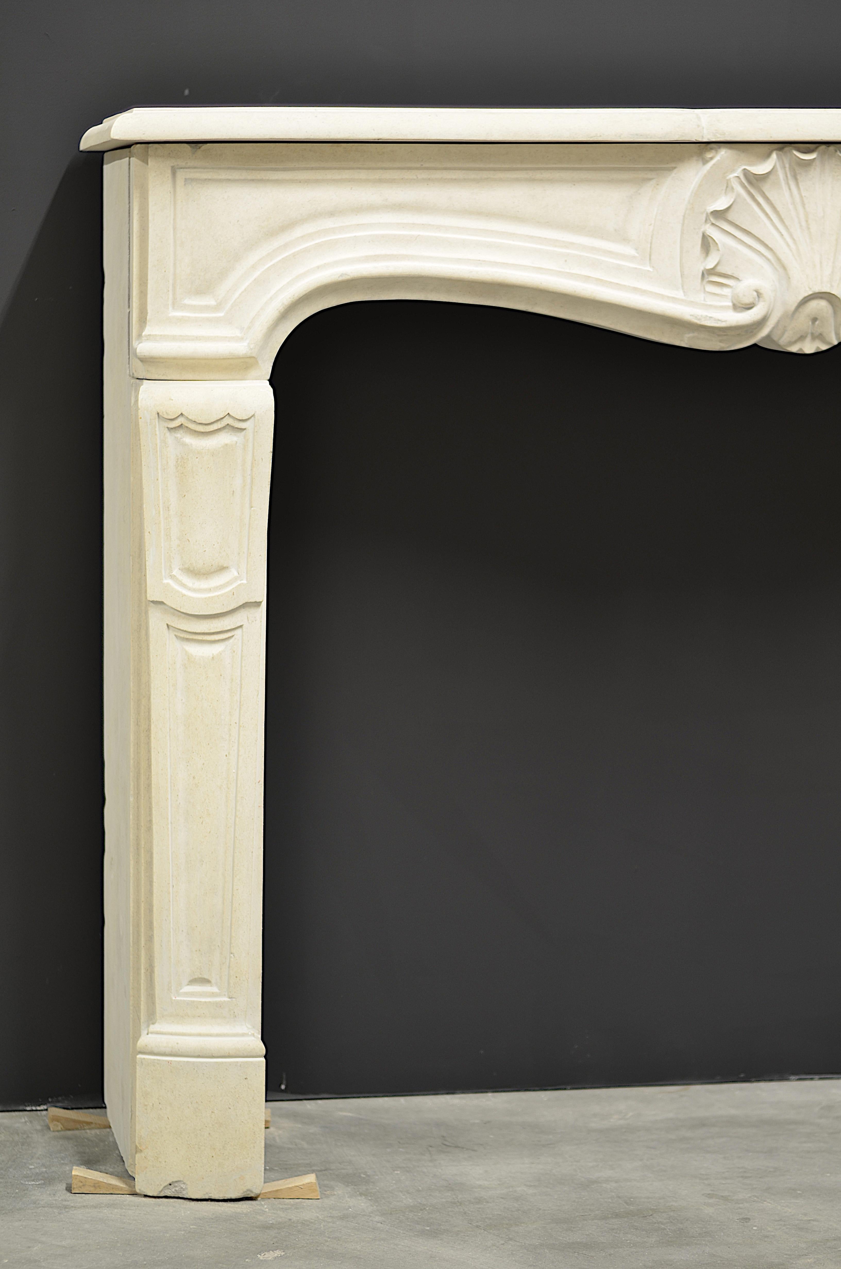 20th Century French Limestone Louis XV Fireplace Mantel For Sale 4
