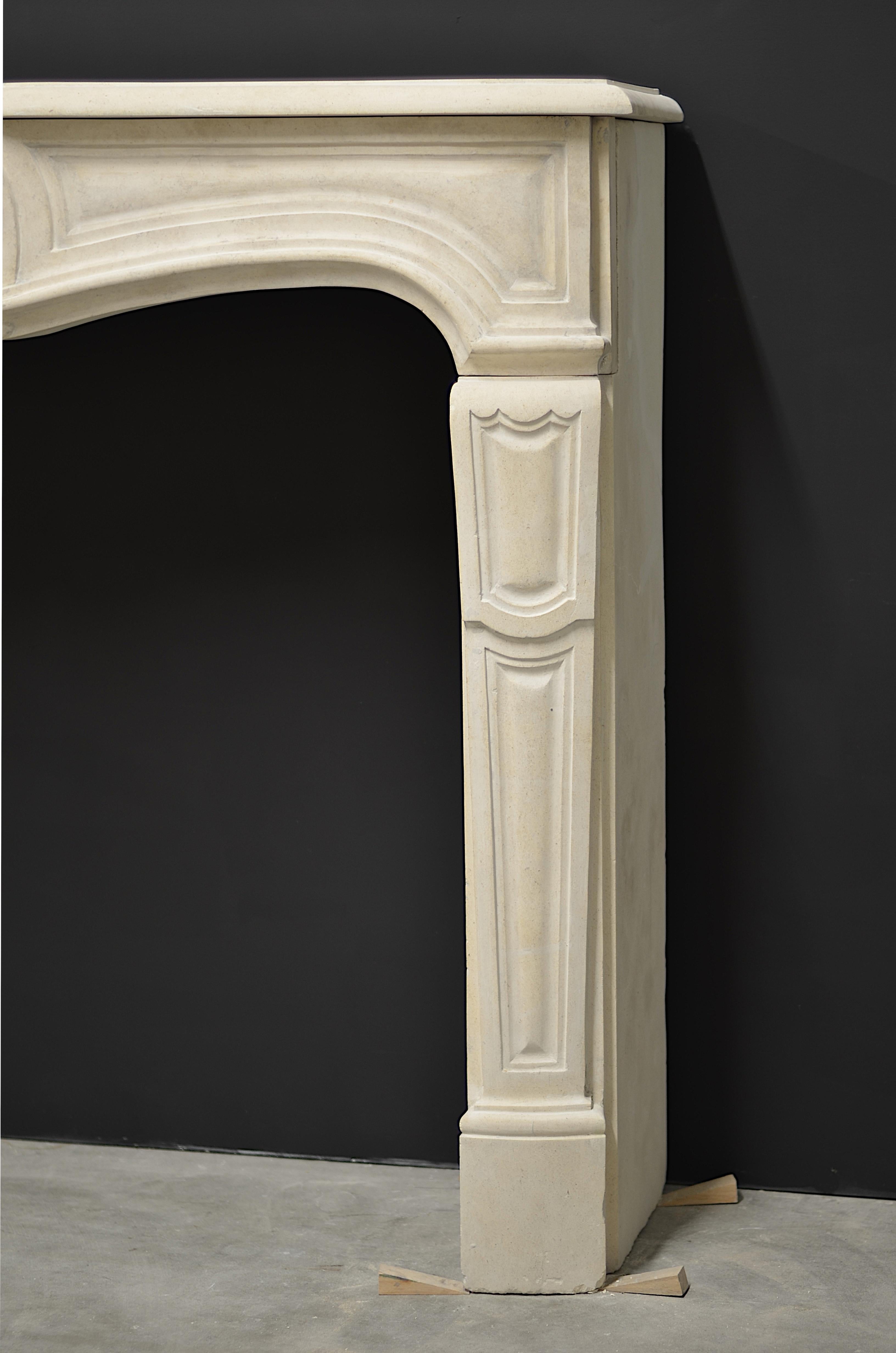 20th Century French Limestone Louis XV Fireplace Mantel For Sale 6