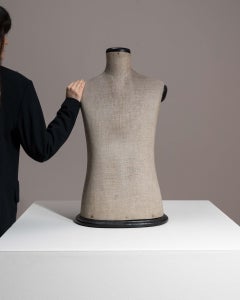 20th Century French Linen and Wood Dress Form Mannequin, Ivory Finish
