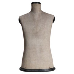 20th Century French Linen and Wood Dress Form Mannequin, Ivory Finish