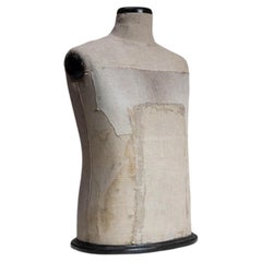 20th Century French Linen and Wood Dress Form Mannequin, Ivory Finish