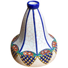 Jarrón de cerámica piriforme Longwy Art Decó francés del siglo XX D 5053