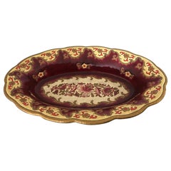 Assiette en faïence et filets d'or de Longwy du 20ème siècle, 1955