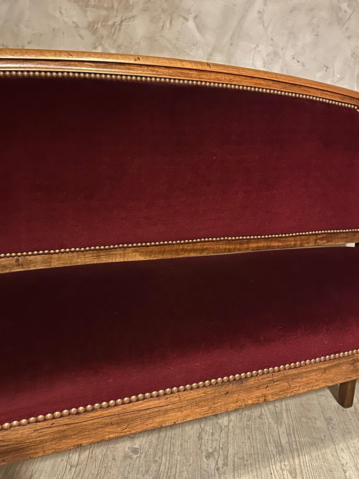 20th century French Louis Philippe Velvet Bench, 1950s For Sale 7