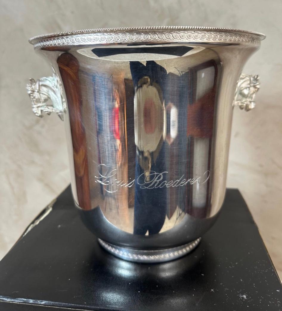 Französischer Louis Roederer Versilberter Champagnerkühler des 20. Jahrhunderts, 1980er Jahre im Angebot 4