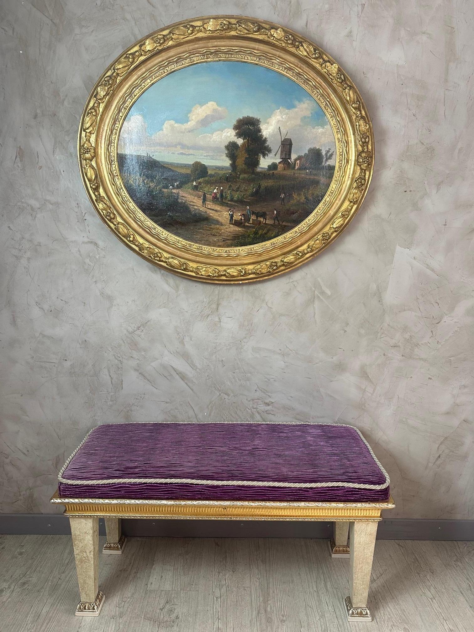 Banc français du 20e siècle de style Louis XIV en résine et velours, années 1980 en vente 6