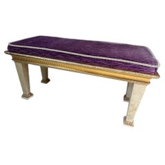 20th century French Louis XIV Style Resin and Velvet Bench, 1980s