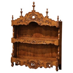 20th Century French Louis XV Carved Walnut Wall Shelf Estanier from Provence