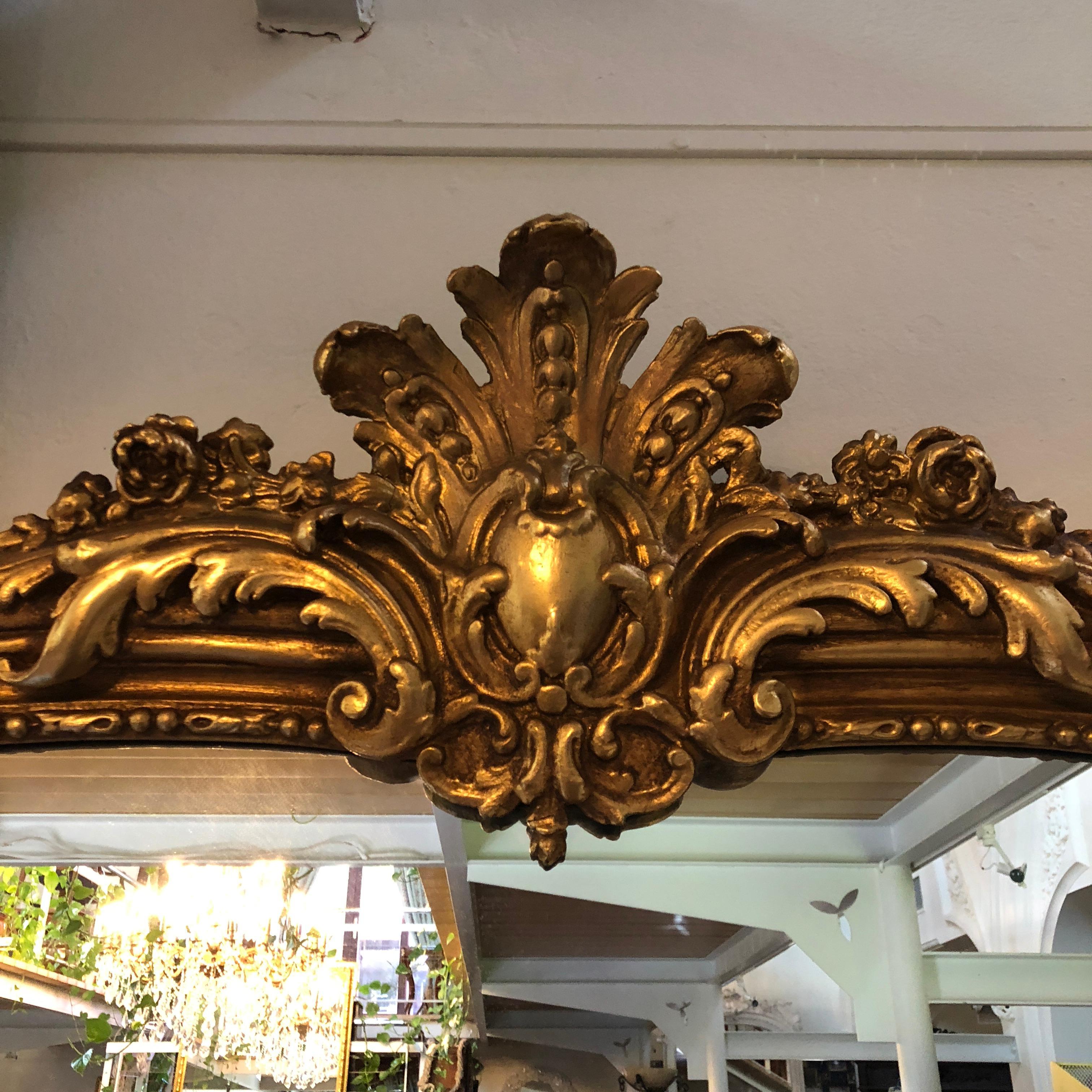 Hand-Painted 20th Century, French Louis XV Grand Gilt Mirror For Sale