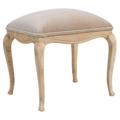 20th Century French Louis XV Oak Stool With Upholstered Seat