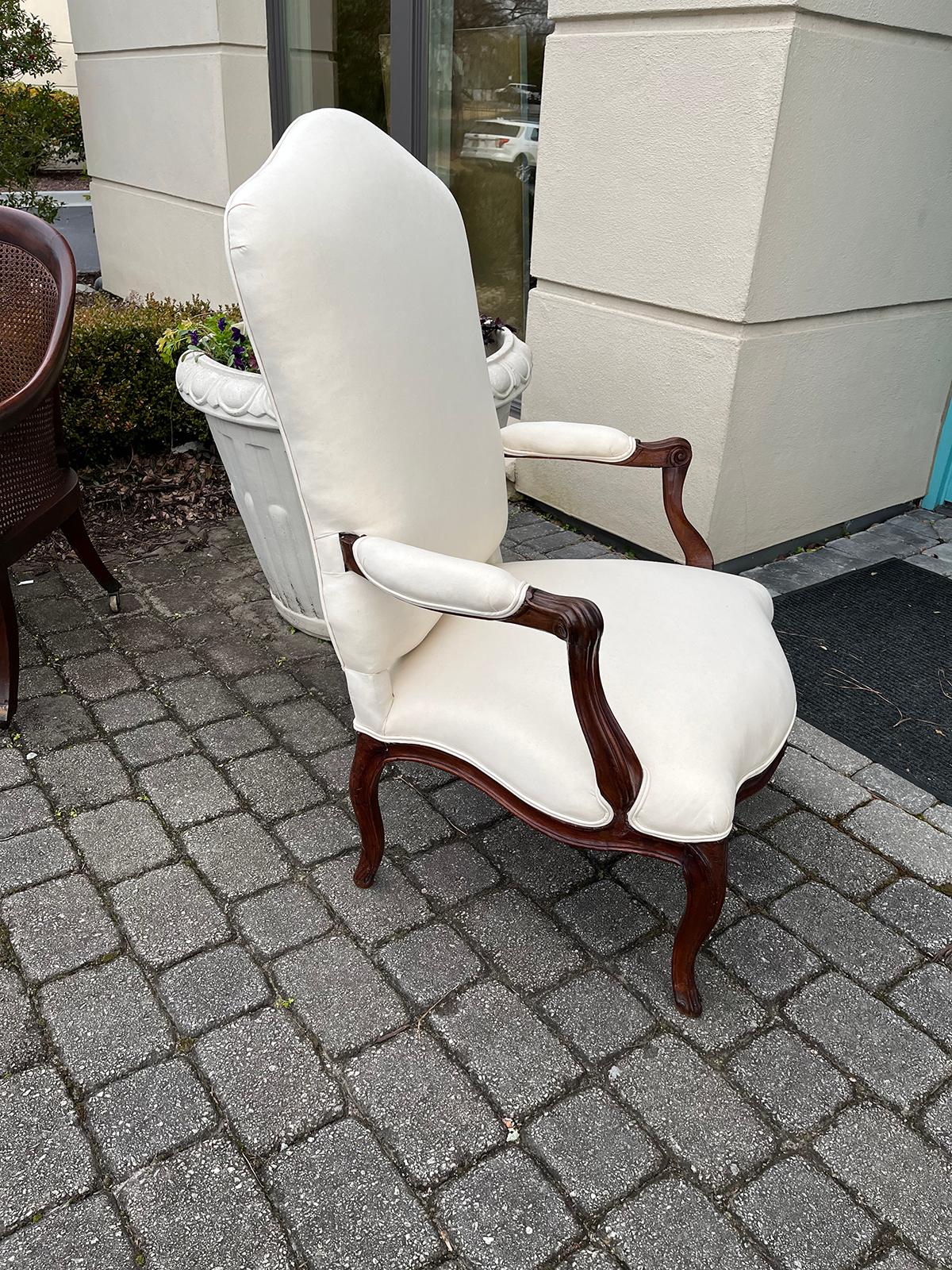 Upholstery 20th Century  French Louis XV Style Armchair  For Sale