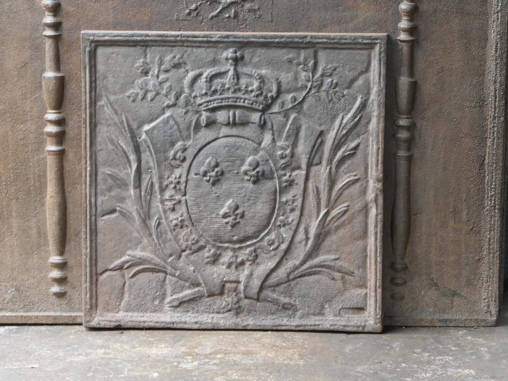 Cast 20th Century French Louis XV Style 'Arms of France' Fireback / Backsplash For Sale