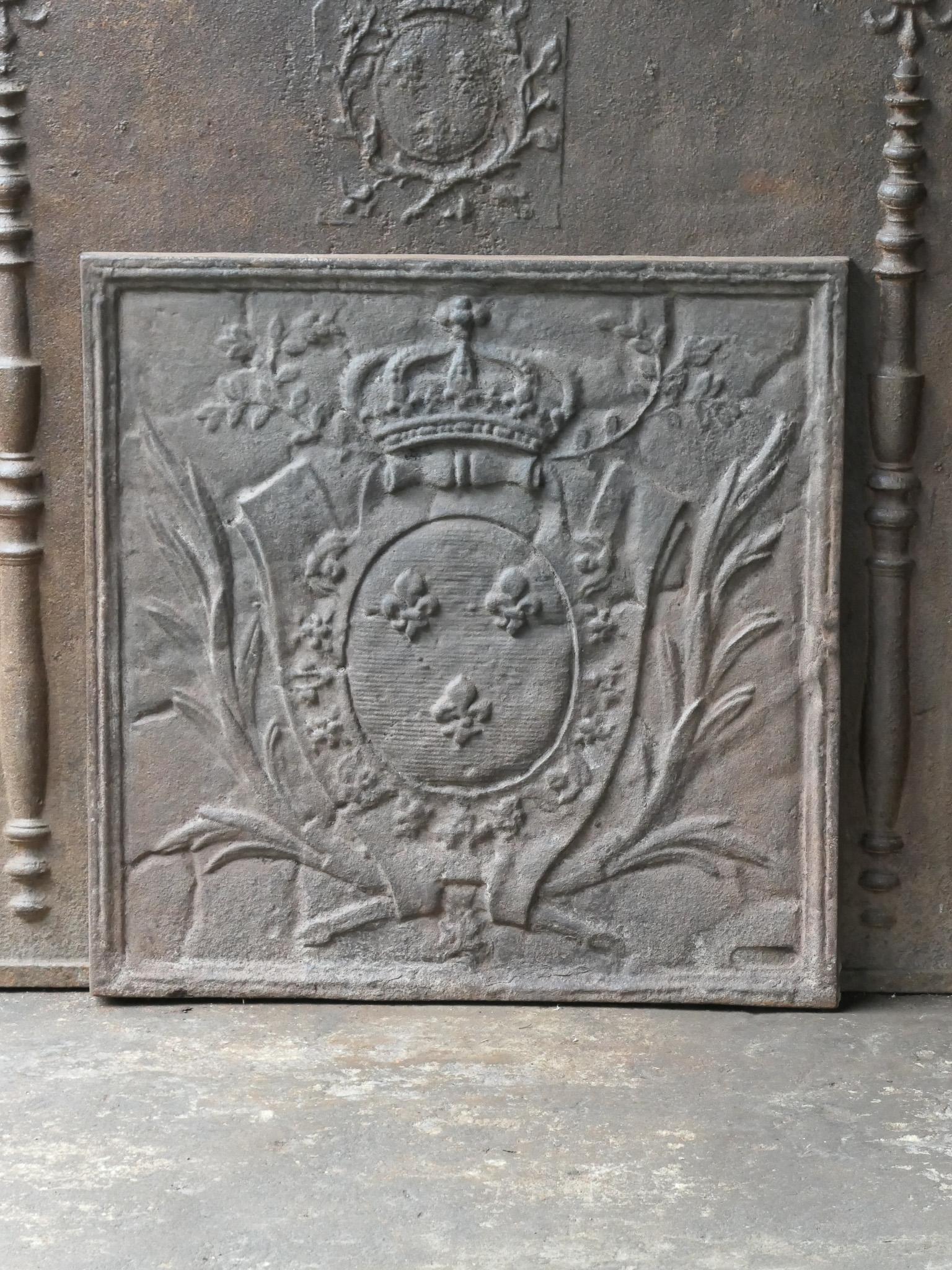 Iron 20th Century French Louis XV Style 'Arms of France' Fireback / Backsplash For Sale