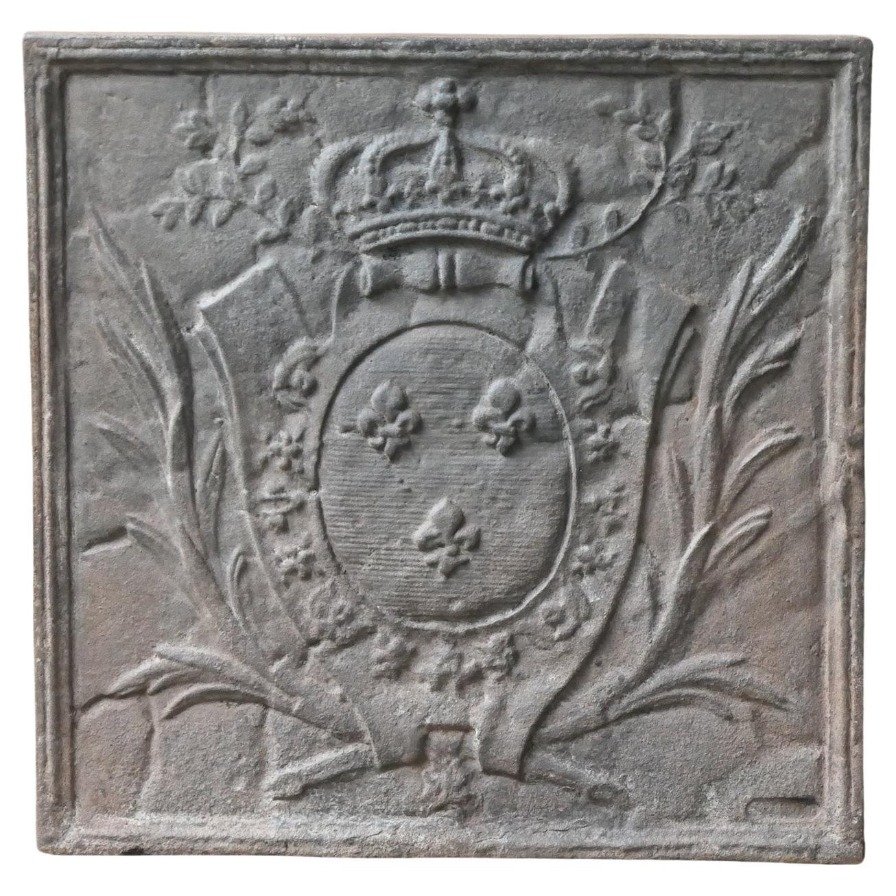 20th Century French Louis XV Style 'Arms of France' Fireback / Backsplash For Sale