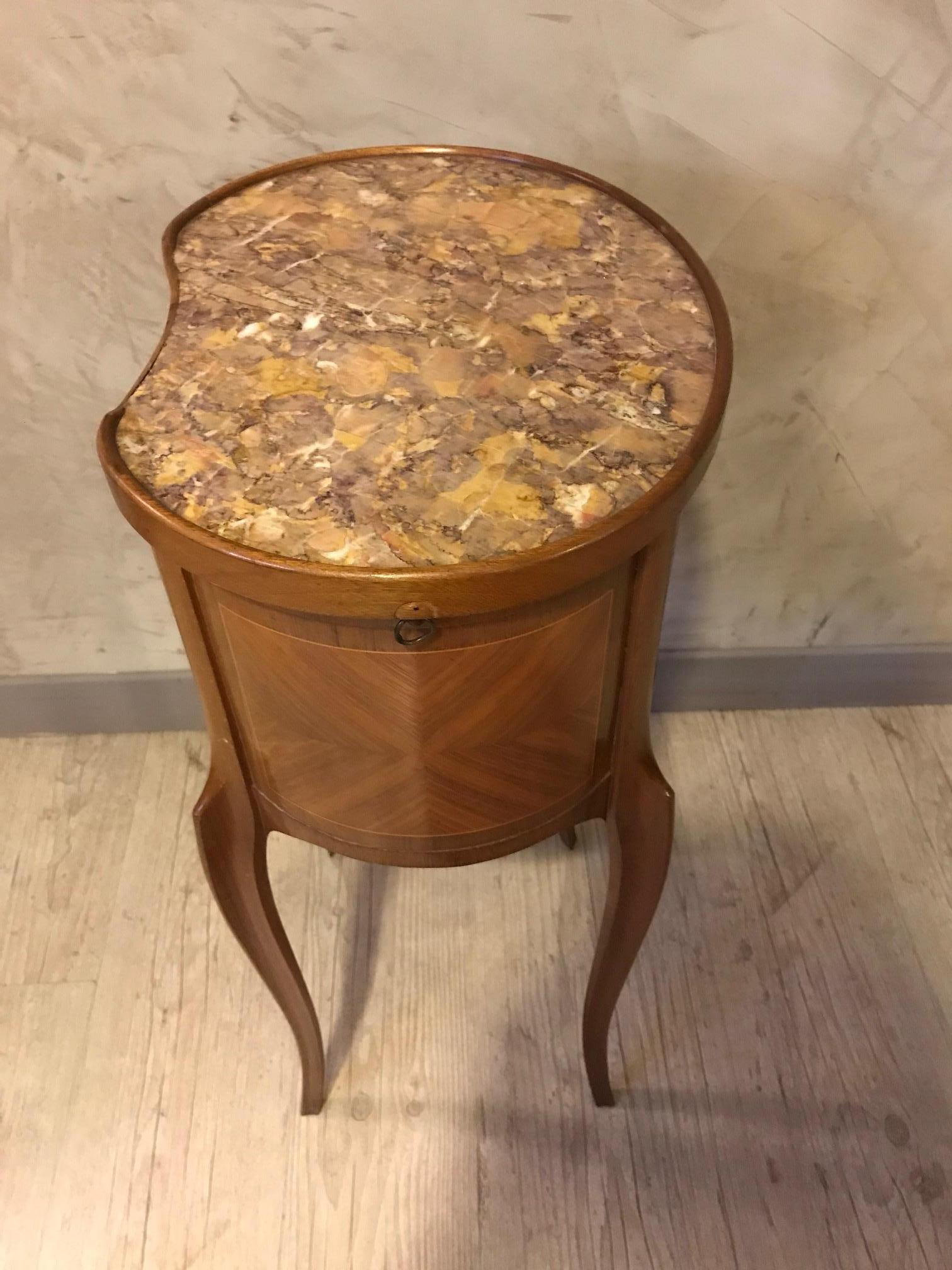 Marquetry 20th Century French Louis XV Style Bedside Table, 1920s For Sale