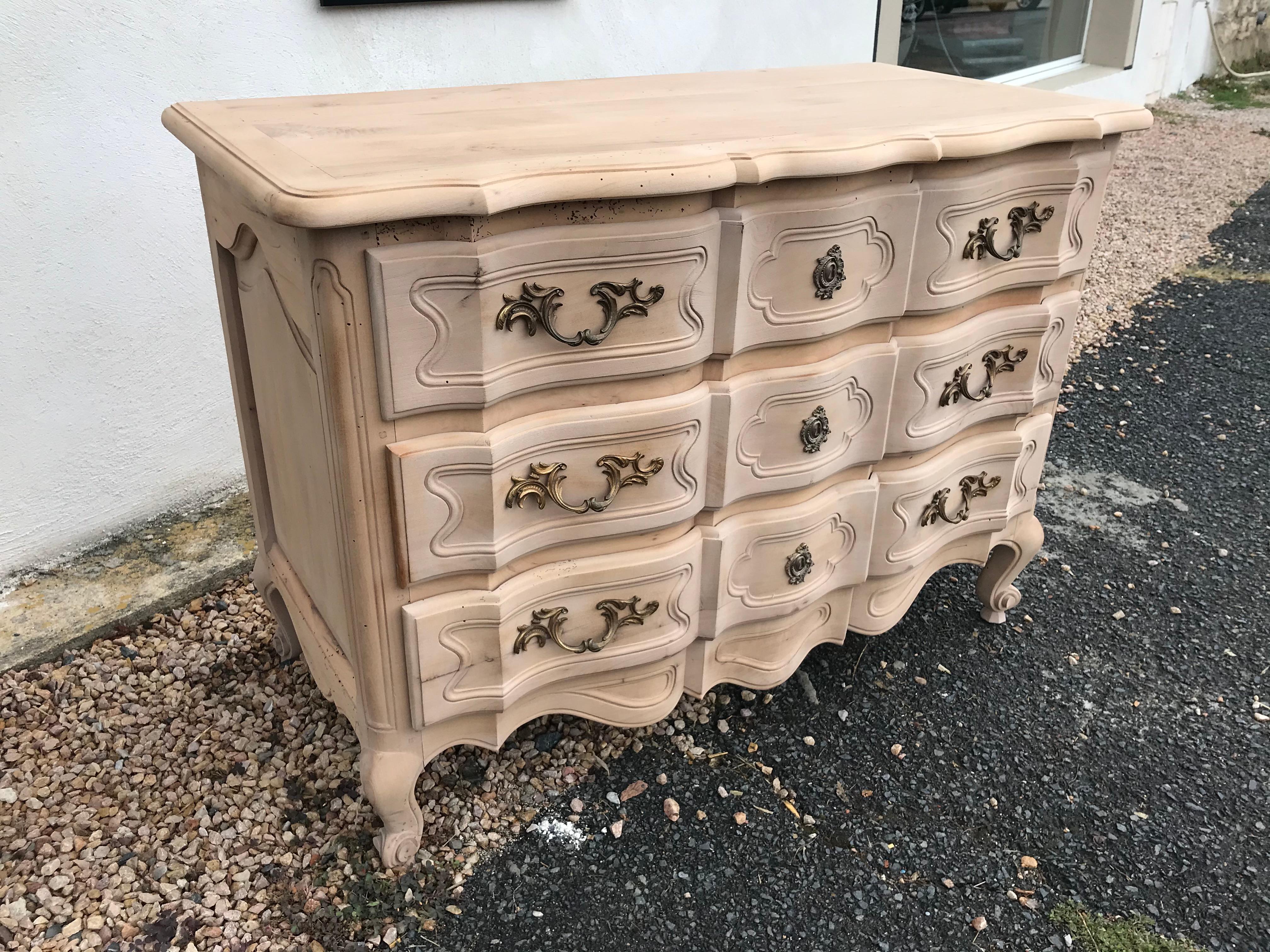 20th Century French Louis XV Style Beech Commode, 1940s 13