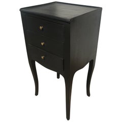 20th Century French Louis XV Style Black Painted Bedside