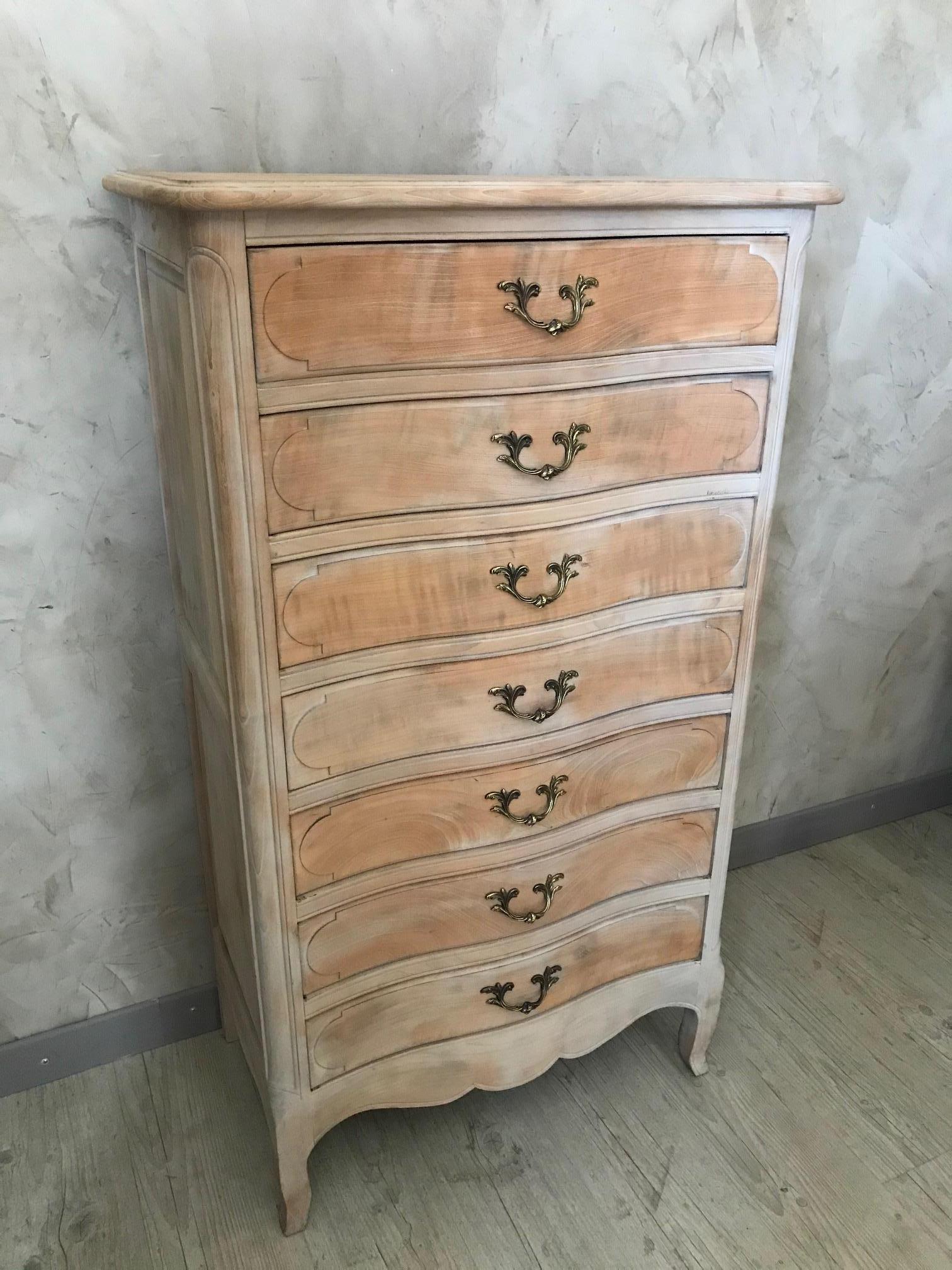 20th Century French Louis XV Style Cherry Chest of Drawers, 1950s In Good Condition In LEGNY, FR
