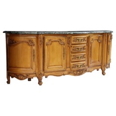 20th Century French Louis XV Style, Fruitwood, Marble Top, Shell Sideboard