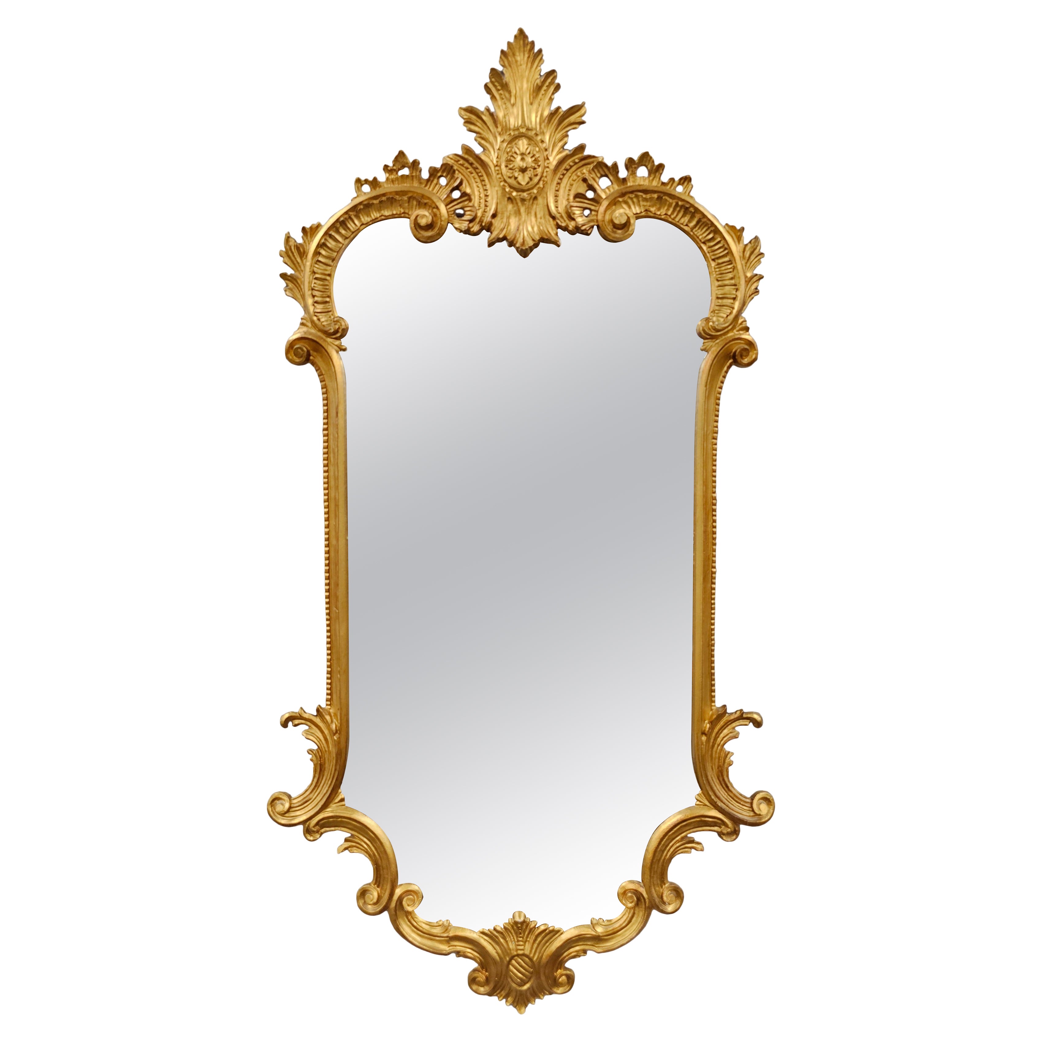 Specchio francese del XX secolo con cornice dorata in stile Luigi XV