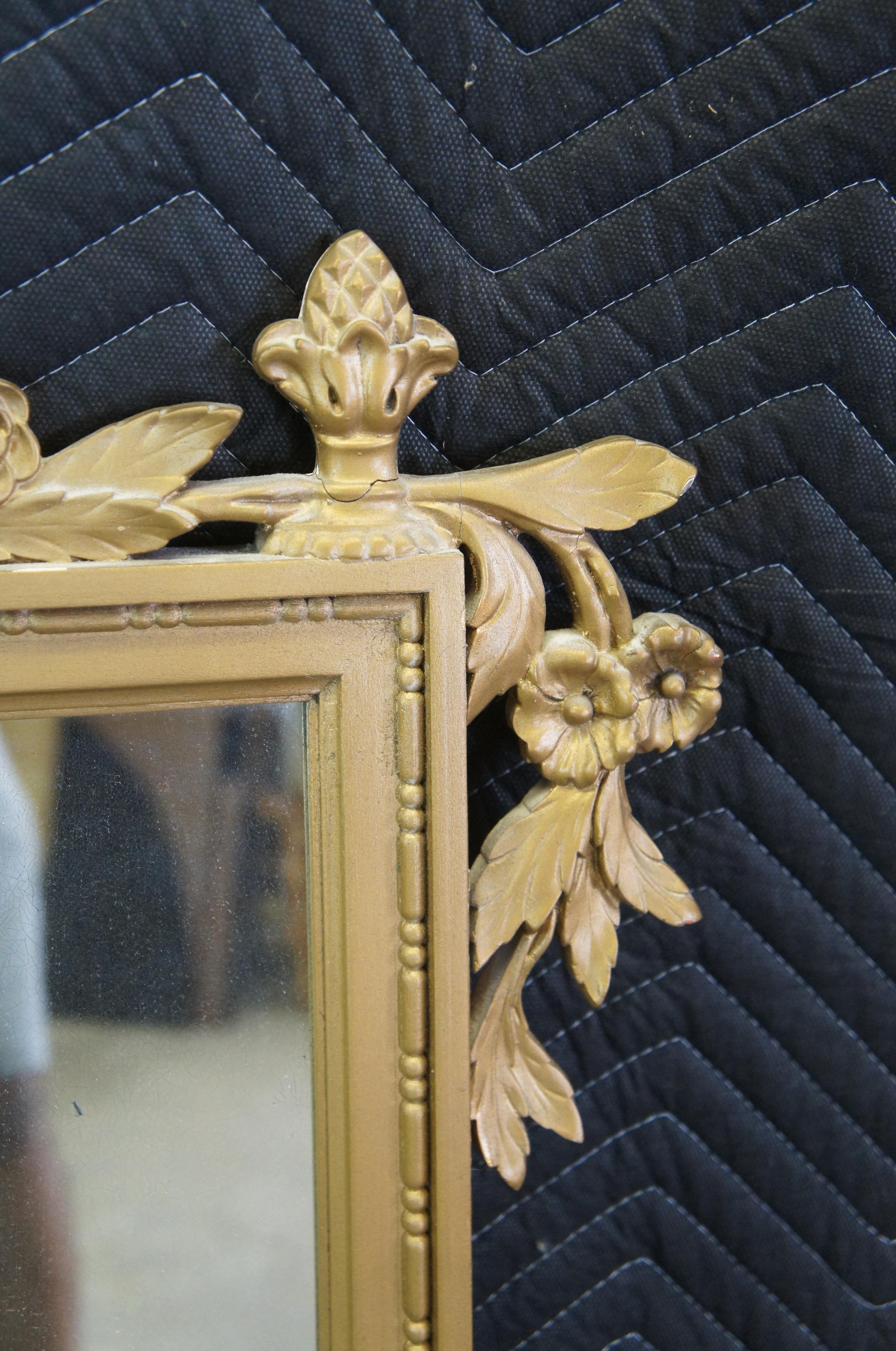 20th Century French Louis XV Style Gold Over Mantel Wall Hanging Mirror 4