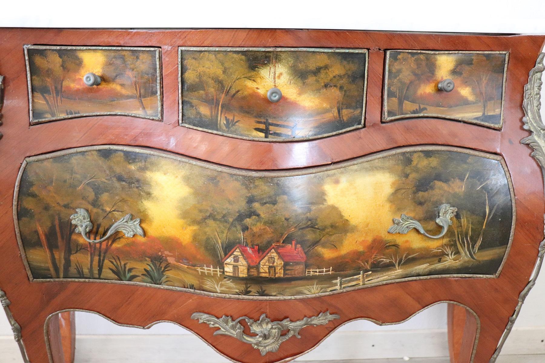 Mid-20th Century 20th Century French Louis XV Style Hand Painted Chest of Drawers or Commode