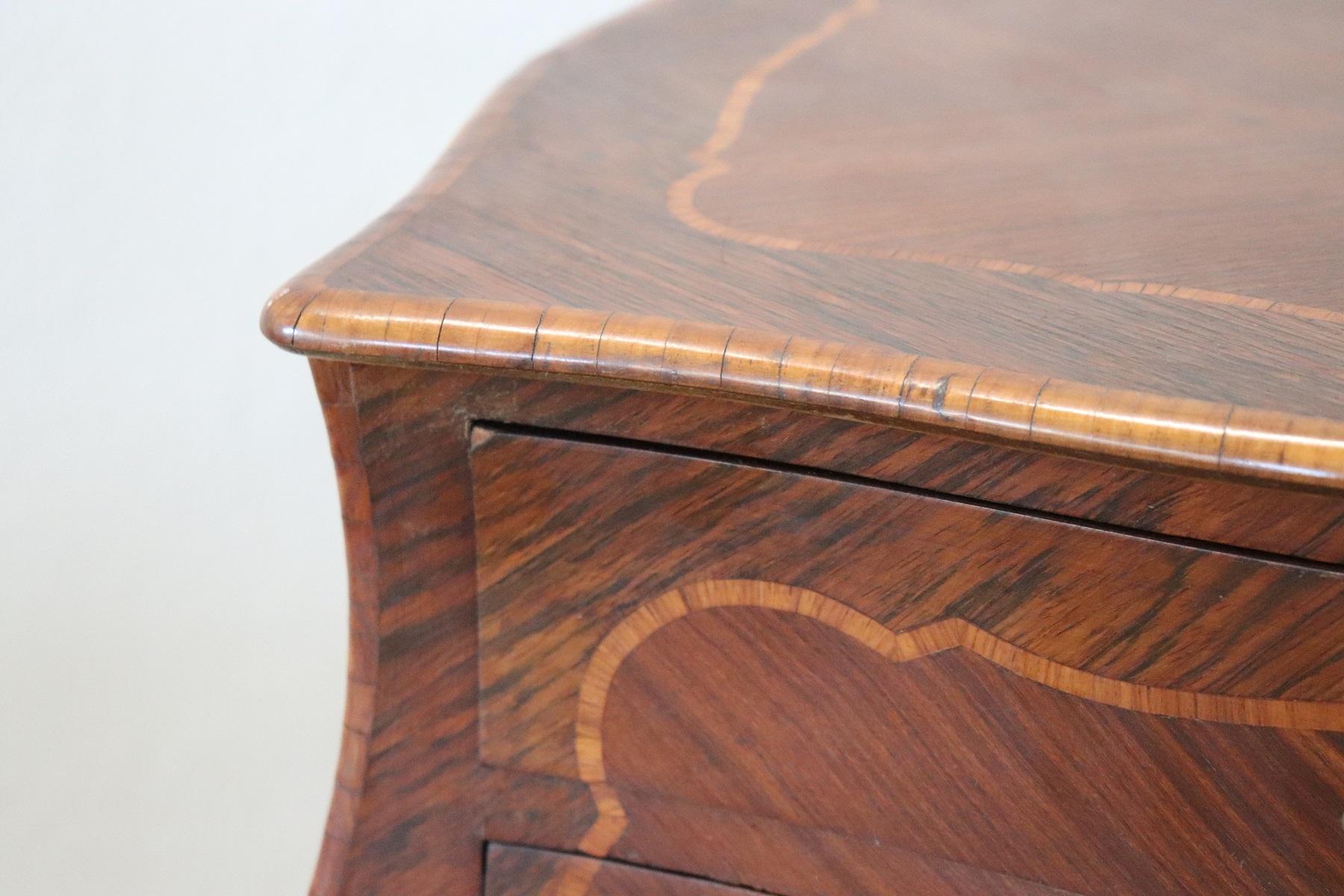 Inlay 20th Century French Louis XV Style Inlaid Rosewood Side Table or Nightstand