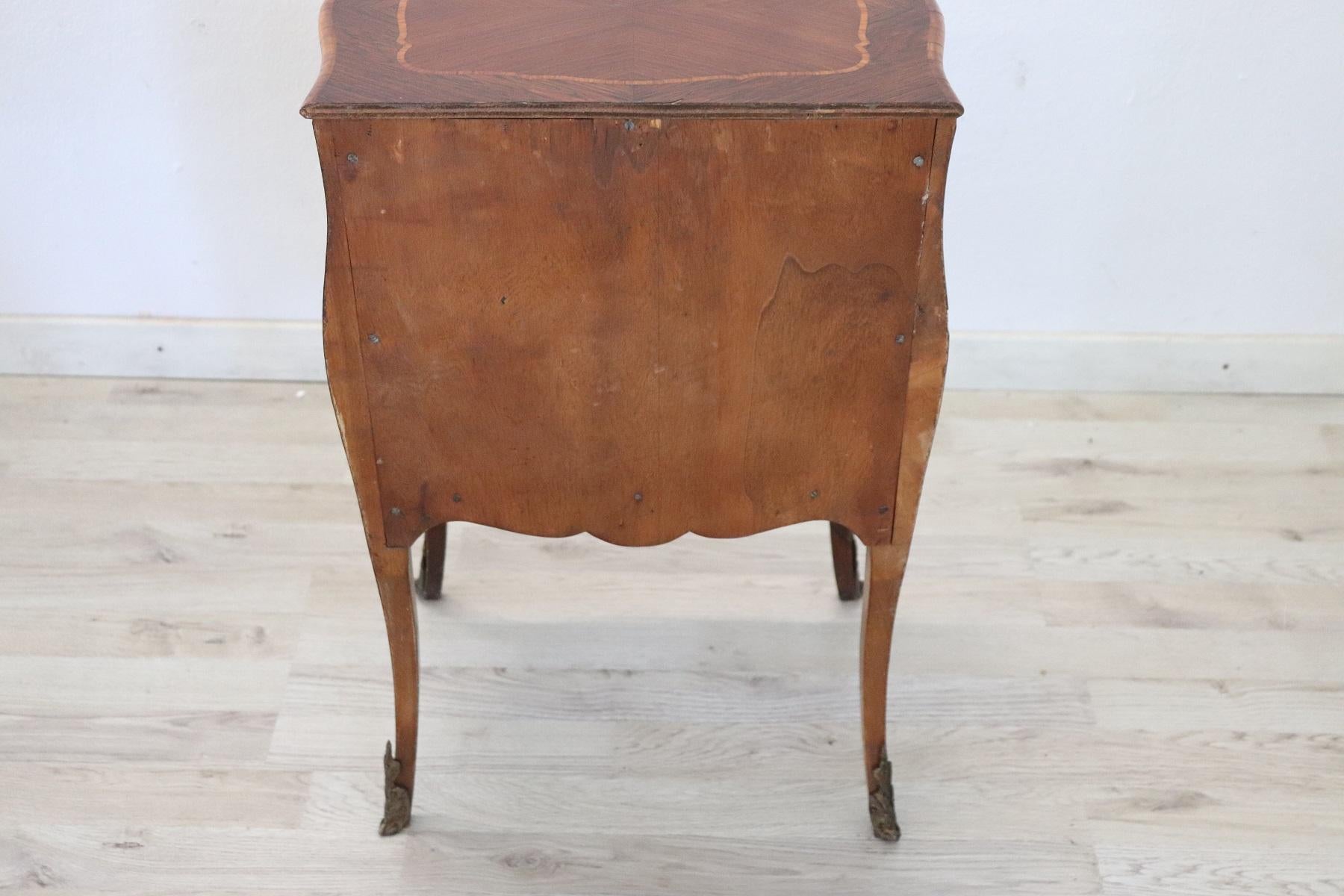 20th Century French Louis XV Style Inlaid Rosewood Side Table or Nightstand 4