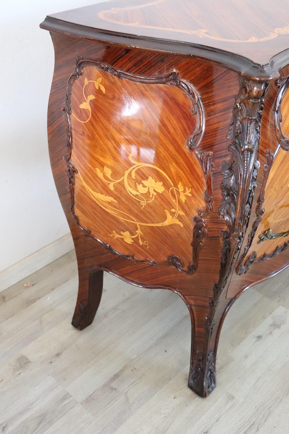 20th Century French Louis XV Style Inlay Wood Chest of Drawers For Sale 2