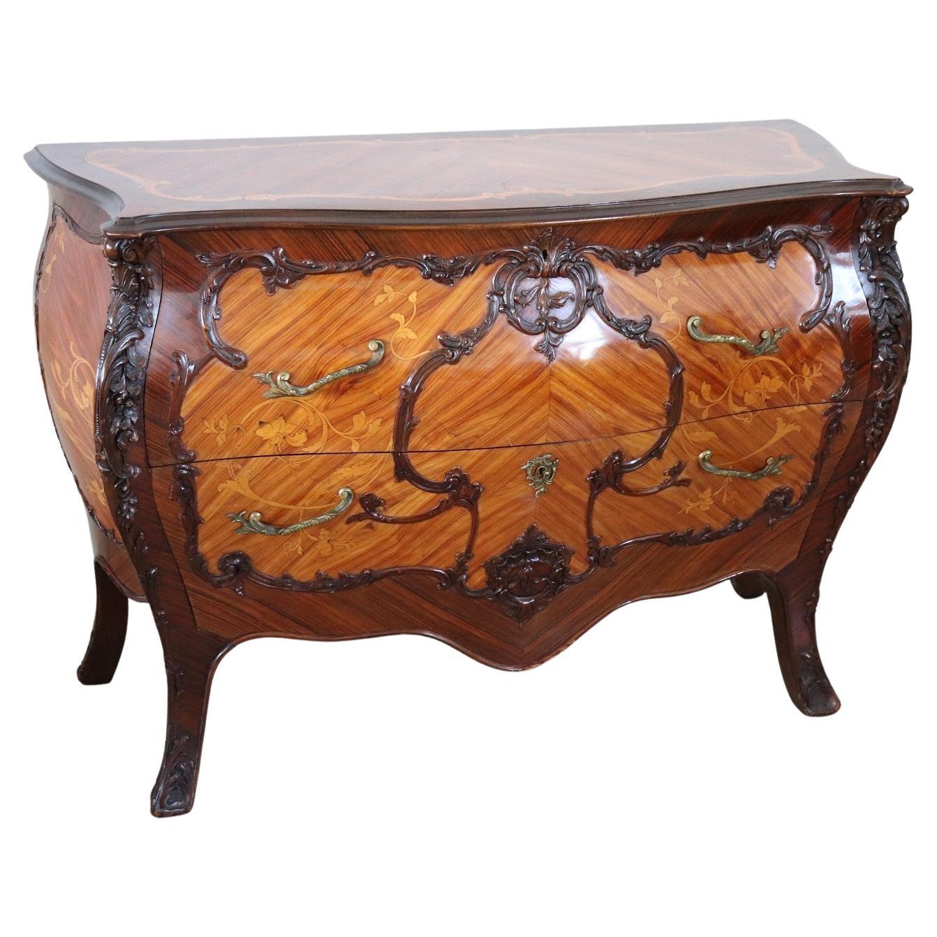 20th Century French Louis XV Style Inlay Wood Chest of Drawers For Sale