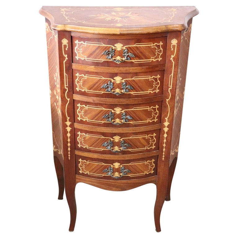 20th Century French Louis Xv Style Inlay Wood Chest Or Dresser For