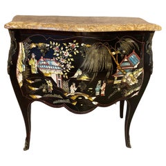 20th Century French Louis XV Style Lacquered Japanese Drawers Commode, 1920s