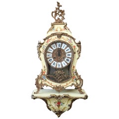 20th Century French Louis XV Style Lacquered Table Clock Pendule