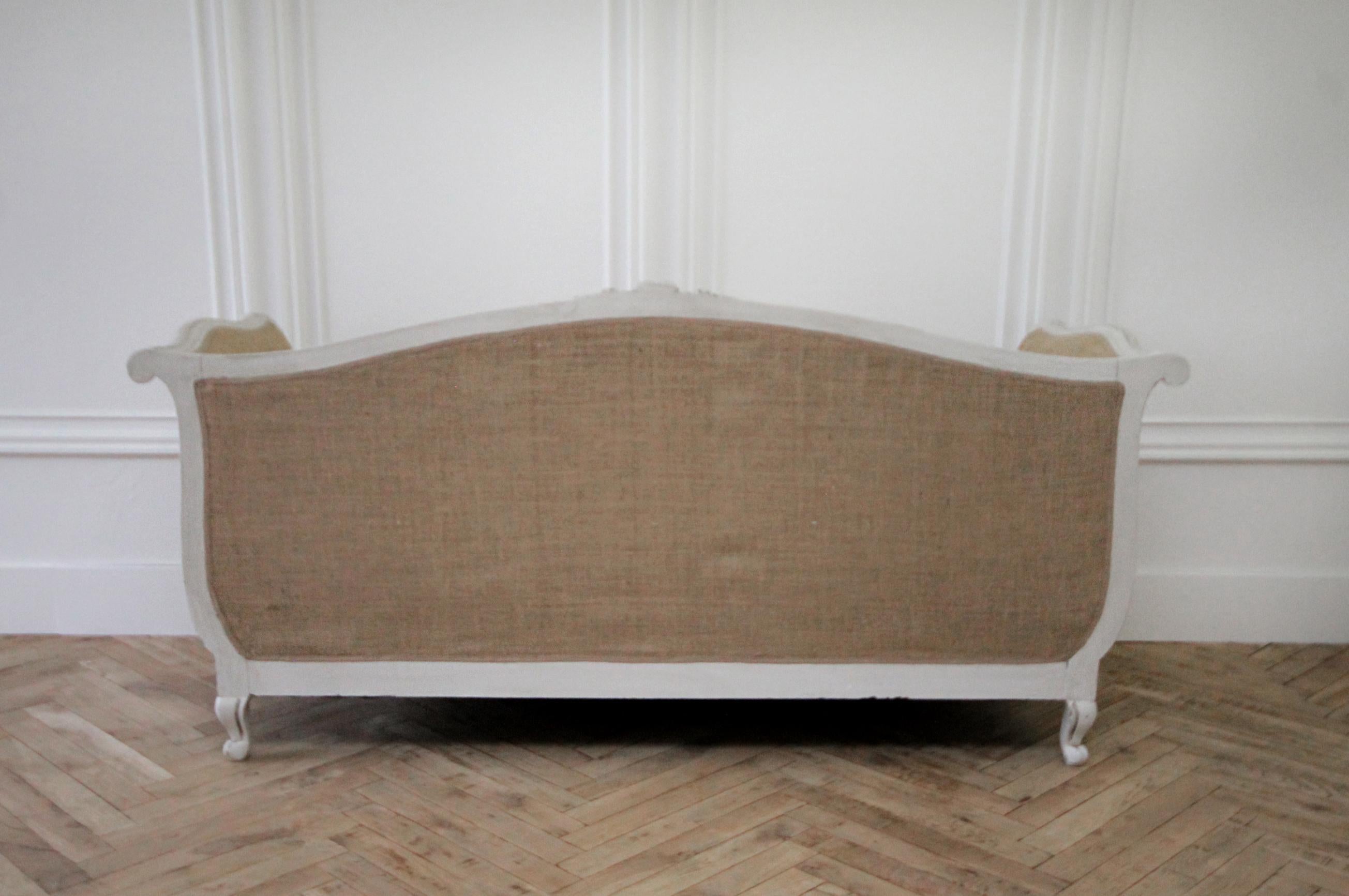 20th Century French Louis XV Style Linen Upholstered Sofa 3