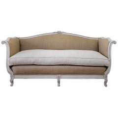 20th Century French Louis XV Style Linen Upholstered Sofa