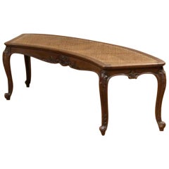 20th Century French Louis XV Style Natural Wood Kidney Shape Cane Bench