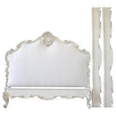 20th Century French Louis XV Style Queen Bed in Linen 20th Century French Louis XV Style Queen Bed in Linen