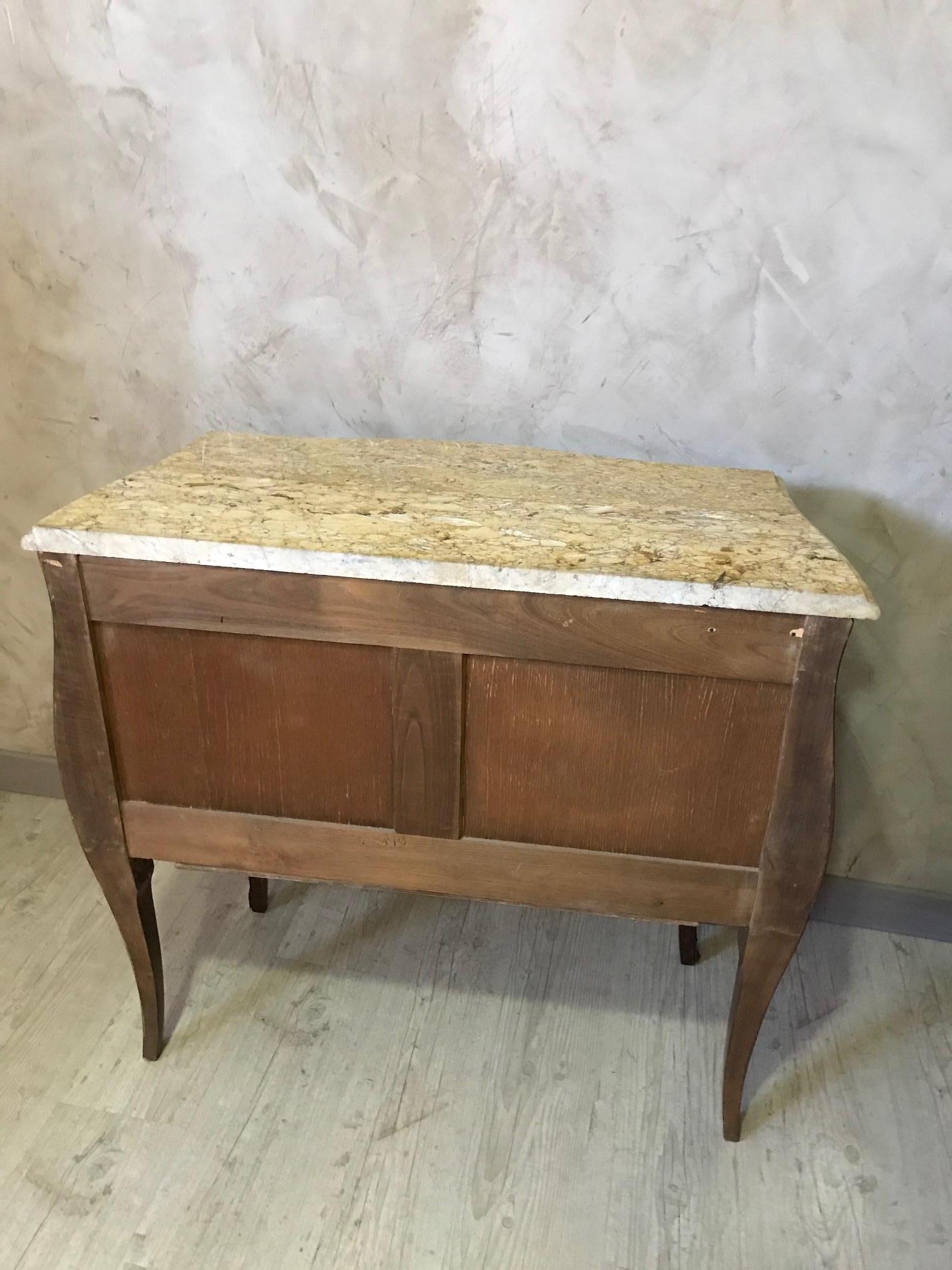20th Century French Louis XV Style Walnut Marquetry Commode, 1950s 6