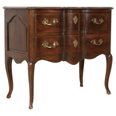 Antique French Louis XV-Style Walnut Petite Serpentine Commode Sauteuse