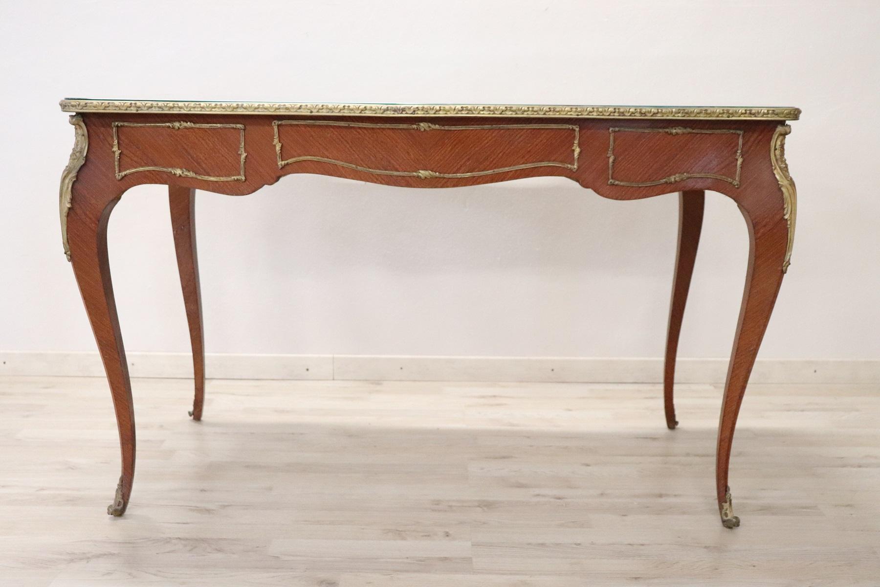 20th Century French Louis XV Style Wood Golden Bronzes Desk or Writing Table 7