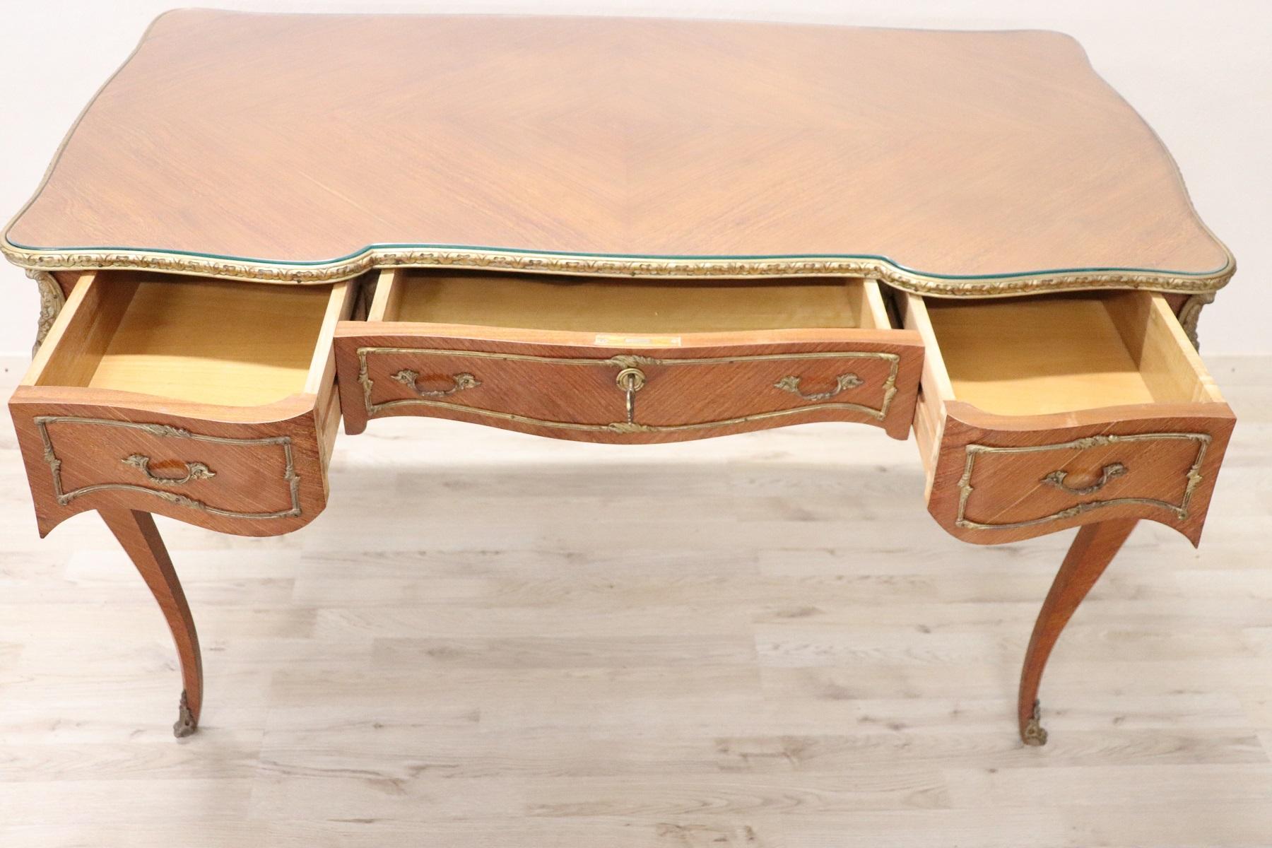 20th Century French Louis XV Style Wood Golden Bronzes Desk or Writing Table 15