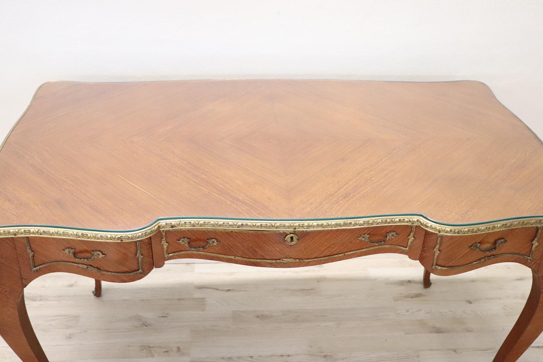 Mid-20th Century 20th Century French Louis XV Style Wood Golden Bronzes Desk or Writing Table