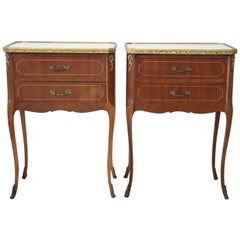 20th Century French Louis XV Style Wood Golden Bronzes Pair of Nightstands 20th Century French Louis XV Style Wood Golden Bronzes Pair of Nightstands