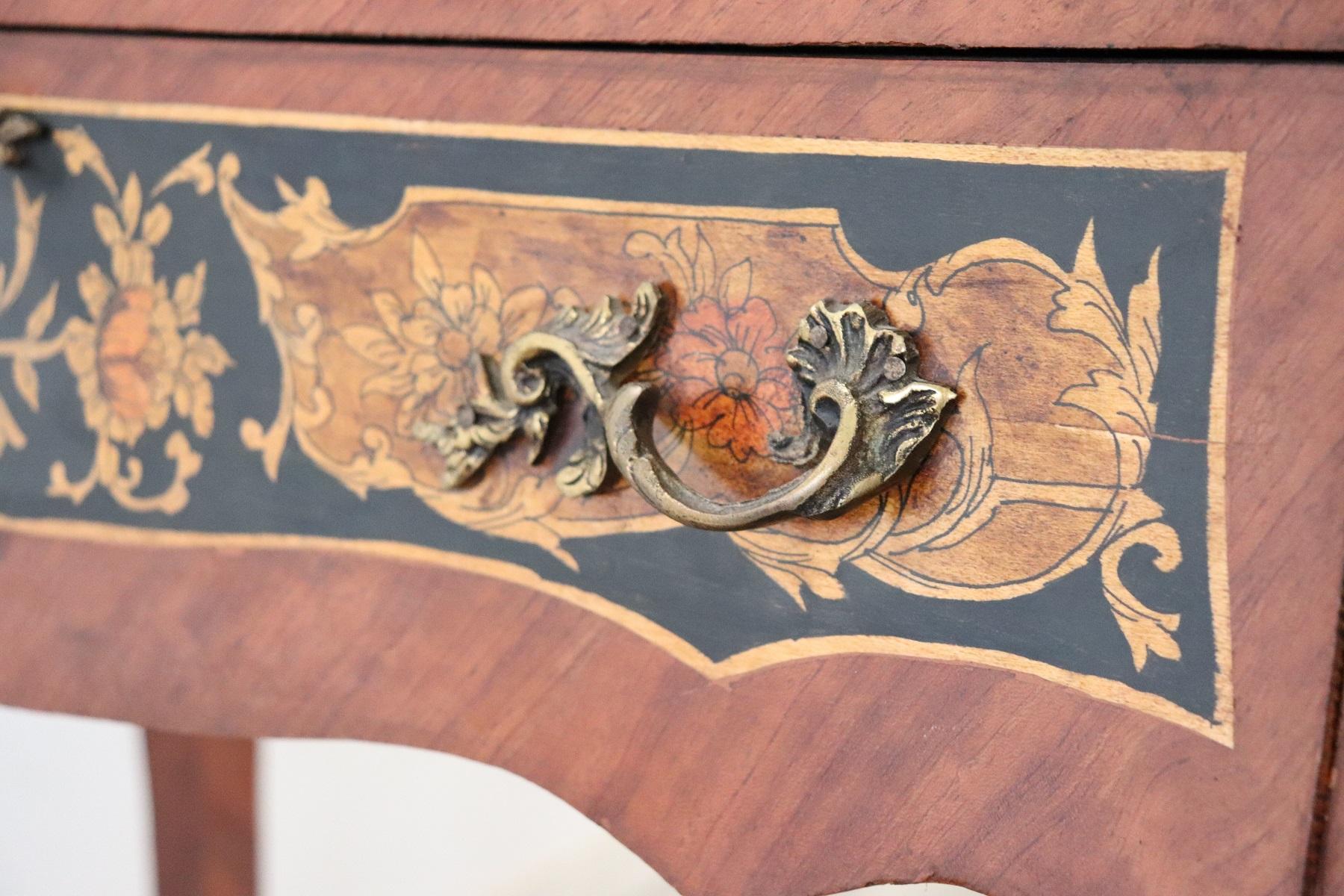 20th Century French Louis XV Style Wood Inlay Golden Bronzes Bureau Desk 11