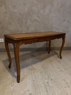 20th century French Louis XV Walnut and Caned Bench, 1900s
