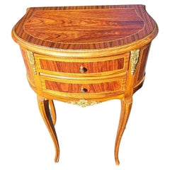 20th Century French Louis XV Walnut Kingwood Satinwood Inlaid Ormolu Side Table